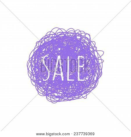 Sale Grunge Badge - Promotion Banner With Ultra Violet Scratches In Form Of Round And Sign Isolated 
