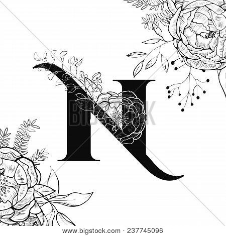 Laser Cut Template. Initial Monogram Letters. Filigree Cutout Pattern. Vector Illustration. Fancy Fl
