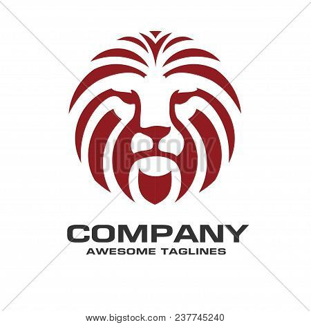 Lion Head Red Color Logo Vector, Lion King Head Sign Concept, Lions Head Logo, Lion Face Graphic Ill