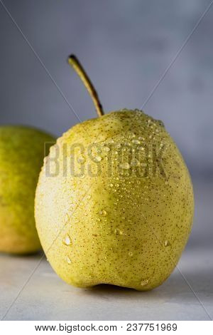 Raw Green Organic  Pears Ready to Eat.