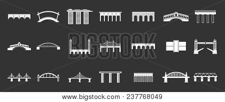 Bridge Icon Set Vector White Isolated On Grey Background