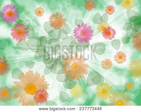 Floral Colorful Background, Abstract Illustration, Use For Design Holiday Cards, Mothers Day, Birthd