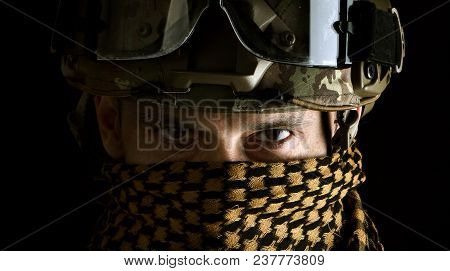 Macro View Of Military Man Eyes