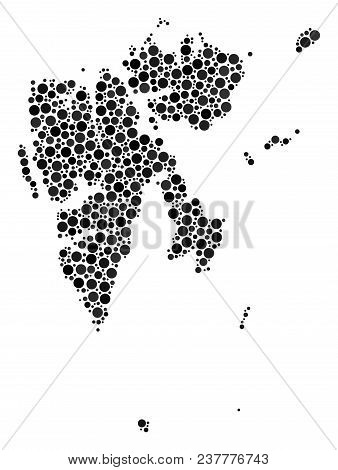 Svalbard Island Map Collage Of Circle Elements In Variable Sizes. Scattered Spheric Items Are Compos