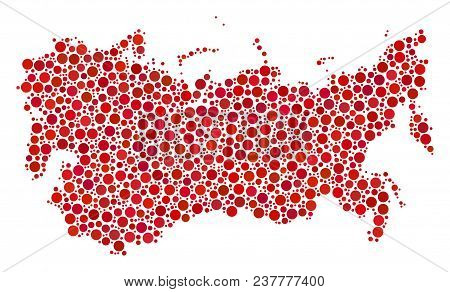 Ussr Map Collage Of Filled Circles In Different Sizes. Scattered Round Elements Are United Into Ussr