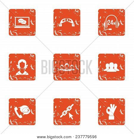 Constant Communication Icons Set. Grunge Set Of 9 Constant Communication Vector Icons For Web Isolat