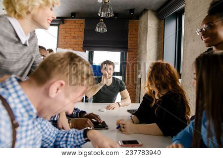 Gesturing. A Class Reunion. The Business Convention Concept