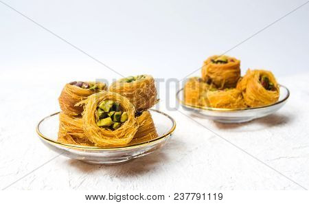 Middle Eastern Dessert With Pistachio On White