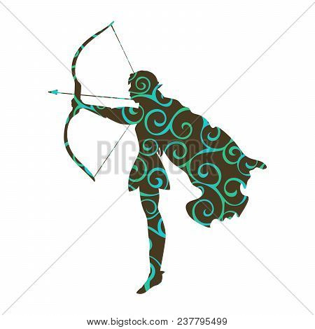 Elf Pattern Silhouette Ancient Mythology Fantasy. Vector Illustration.