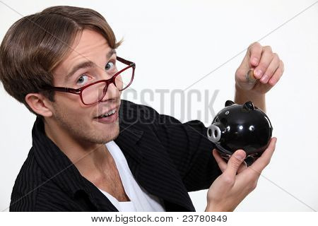 Człowiek z piggy bank