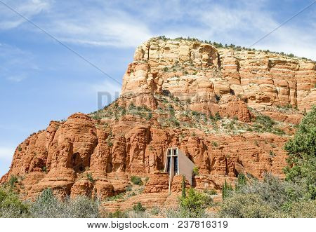 Constructed In 1957, The Chapel Of The Holy Cross, Is Built Into The Beautiful Red Rock Desert Lands
