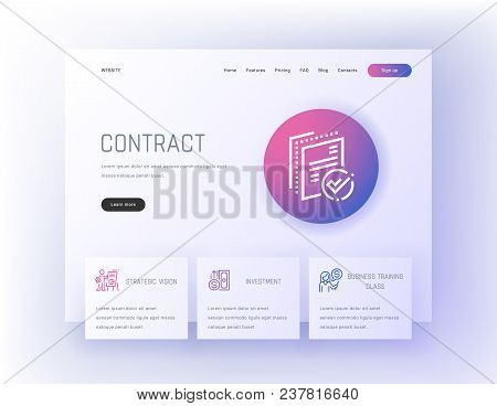 Contract, Strategic Vision, Investment, Business Training Class Landing Page Template. Template For 