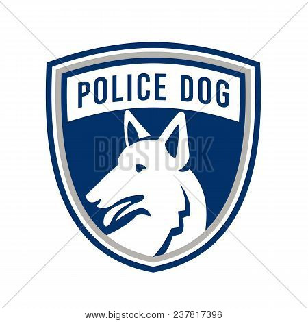Mascot Icon Illustration Of Head Of A Police Dog, German Shepherd, Alsatian Wolf Dog Or Sometimes Ab