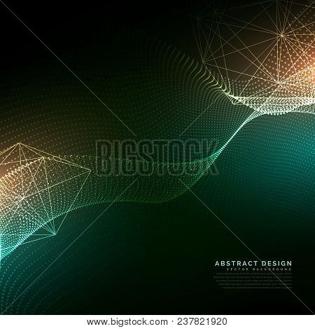 Digital Particles Flowing Background In Cyber Technology Style