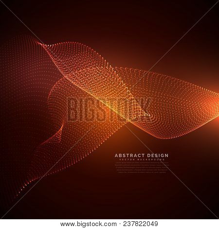 Particles Wave Background With Orange Lights Vector Illustration