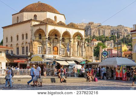 Tzistarakis Mosque, Named After A Former Turkish Governor, On The Popular Monastiraki Square With Th