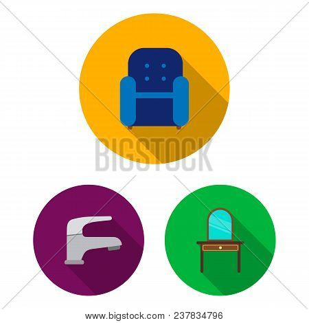 Furniture And Interior Flat Icons In Set Collection For Design.home Furniture Vector Symbol Stock  I