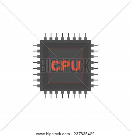 Cpu Microchip. Computer Processor. Vector Flat Icon.