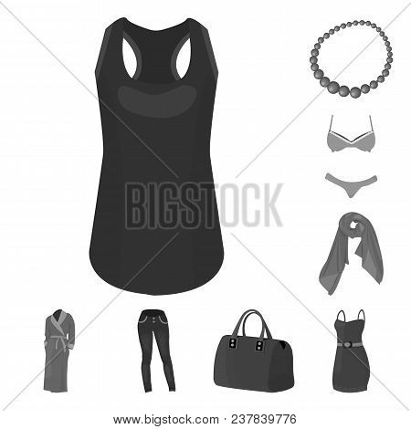 Women Clothing Monochrome Icons In Set Collection For Design.clothing Varieties And Accessories Vect
