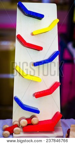 Vintage Colourful Wooden Car Platform Motion Channapatna Toy