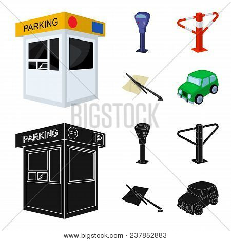 A Parking Lot, A Parking Meter, A Check For Services, A Barrier. Parking Zone Set Collection Icons I