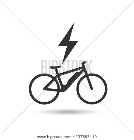 Electric Bicycle, E-bike Icon. Bicycle With Power Lightning.