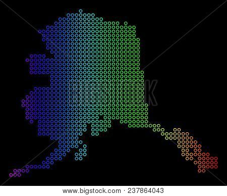 Colored Spectral Alaska Map. Vector Geographic Map In Bright Spectral Colors With Horizontal Gradien