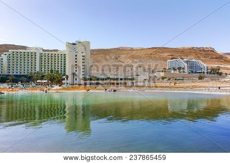 Lowest Salty Lake In World Below Sea Level Dead Sea, Full Of Minerals Near Luxury Vacation Resort Ei