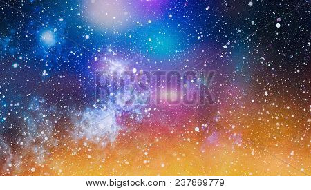 Deep Space Background With Stardust And Shining Star. Milky Way Cosmic Background. Star Dust And Pix