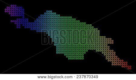 Colored Spectral New Guinea Island Map. Vector Geographic Map In Bright Spectral Colors With Horizon
