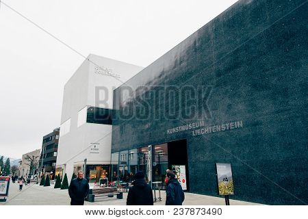 Vaduz, Liechtenstein - January 27, 2017: Fine Art Museum Kunstmuseum Liechtenstein In Vaduz, Liechte