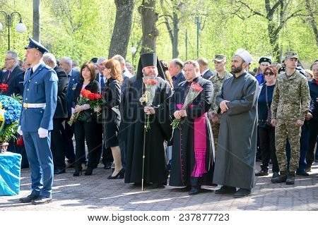 Kharkiv, Ukraine -  26 April, 2018: Moleben And Laying Flowers At The Monument To The Liquidators Of