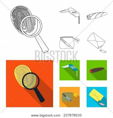 A Fingerprint Study, A Folding Knife, A Cigar Detective, A Crime Weapon Tool In The Package. Crime A