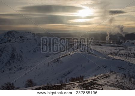 Evening View Of Mountain Karabash And Landscape Of The Ural Mountains