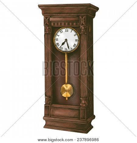 Hand drawn longcase clock retro style
