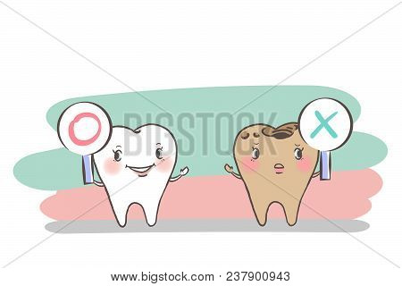 Cute Cartoon Tooth On The Hwite Background