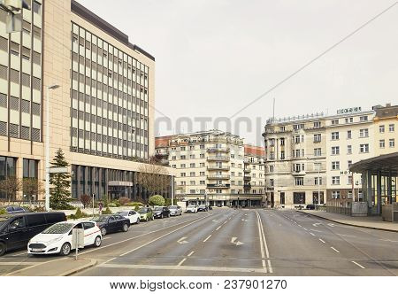 Vienna, Austria - 15 April 2018: Cars Parked On The Streets Of The City.