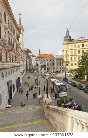 Vienna, Austria - 15 April 2018: Cars Parked On The Streets Of The City
