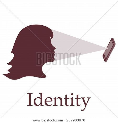 Illustration Of Recognition Of Female Face By Phone. Biometric Verification And Identification. New 