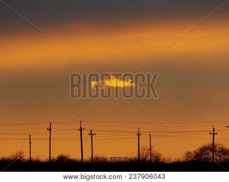 In This Picture You Can See The Most Of Beutiful Sunset Over The Spring Lake