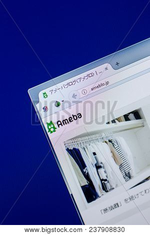 Ryazan, Russia - April 16, 2018 - Homepage Of Ameblo Website On The Display Of Pc, Url - Ameblo.jp