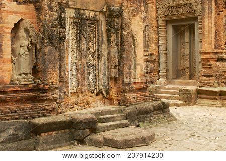 Siem Reap, Cambodia - August 10, 2008: View To The Ruins Of The Preah Ko Temple In Siem Reap, Cambod