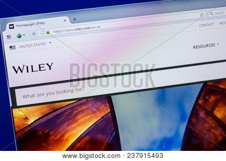 Ryazan, Russia - April 16, 2018 - Homepage Of Wiley Website On The Display Of Pc, Url - Wiley.com.