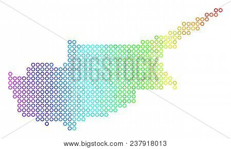 Colored Spectrum Cyprus Island Map. Vector Geographic Map In Bright Spectral Color Hues With Horizon
