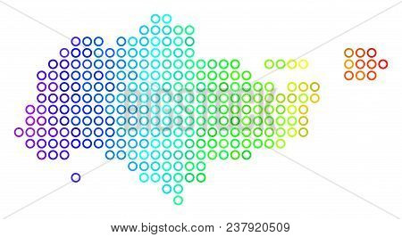 Colored Spectral Singapore Map. Vector Geographic Map In Bright Spectral Color Variations With Horiz