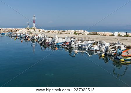 Thassos, Greece - April 5, 2016: Port Of Skala Sotiros, Thassos Island, East Macedonia And Thrace, G