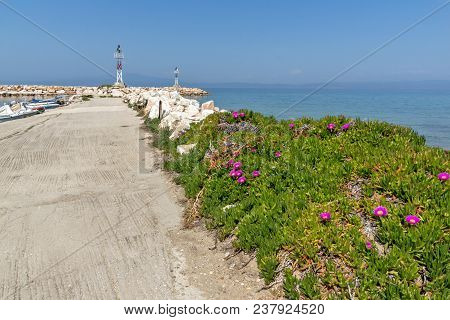Thassos, Greece - April 5, 2016: Port Of Skala Sotiros, Thassos Island, East Macedonia And Thrace, G