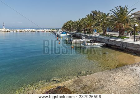 Thassos, Greece - April 5, 2016: Port Of Skala Sotiros, Thassos Island, East Macedonia And Thrace, G
