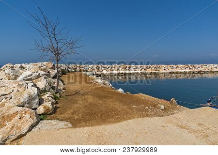 Thassos, Greece - April 5, 2016: Port Of Skala Sotiros, Thassos Island, East Macedonia And Thrace, G