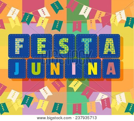Festa Junina Latin American Holiday. Festive Party Text Flyer Template. Traditional Brazil June Folk
